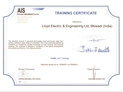 Training certificate LEEL Bhiwadi